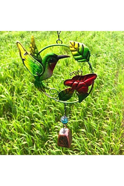 ArtemisSeramik Ferforje Renkli Zil Yeşil Yalıçapkını Arıkuşu Kelebek Rüzgar Ç...