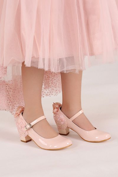 Aykatrend Balerini Roz Fete - Pantofi Toc 4 cm