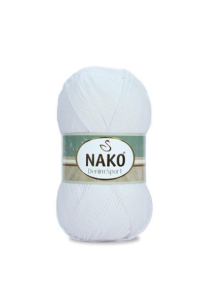 NAKO Τζιν Σπορ Βαμβακερό Νήμα Χειροποίητης Πλέξης 208 Λευκό