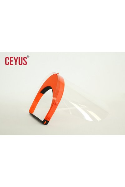 Ceyus Face Protective Visor, Medical, (4 Pieces) Orange Color, Angle Adjustable Visor with Anti Fog Feature