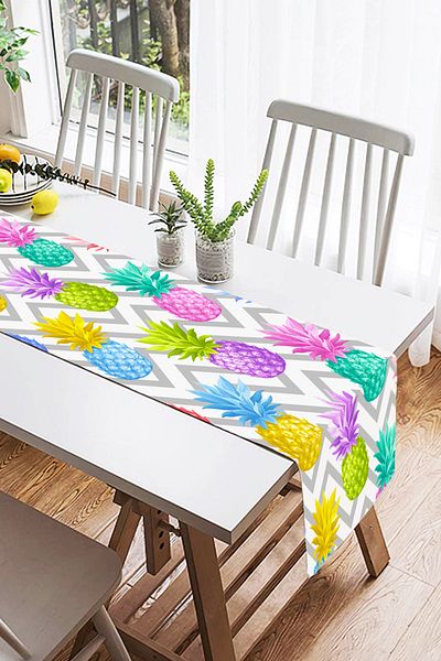 Realhomes Alergăre gri cu model în zig-zag, ananas, design special modern