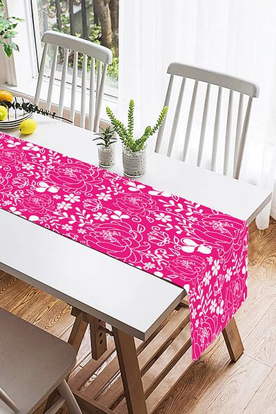 Realhomes Alergăr din piele de căprioară cu design special imprimat digital, cu model floral pe fundal colorat