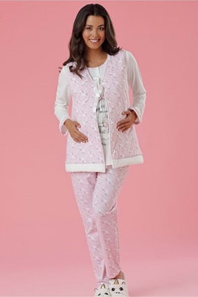Aqua Cozy By Mother 3-Piece Pajama Set with Vest 19109