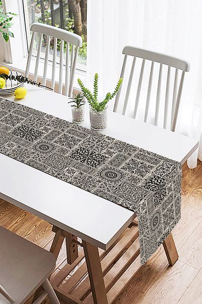 Realhomes Runner decorativ din piele intoarsa cu imprimare digitala cu design special