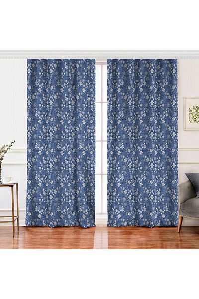 Realhomes Fulg de zăpadă cu aripă dublă imprimată pe podea din denim Design special, perdea de fundal imprimată digitală