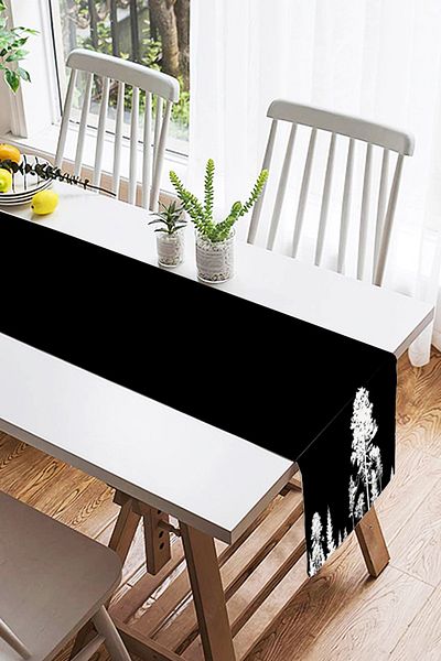 Realhomes Alerg decorativ din piele intoarsa cu design de copac negru pe fundal negru