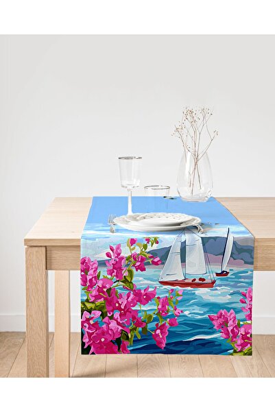 Realhomes ألوان مائية للبحر والشراع بتصميم خاص من جلد الغزال