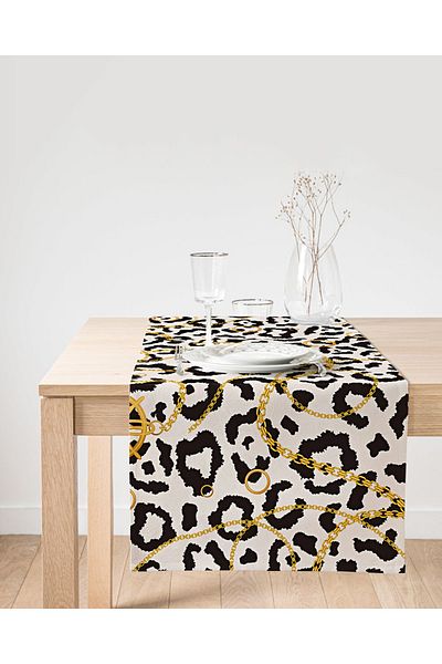 Realhomes Μοντέρνος Ειδικός Σχεδιασμός Suede Runner με χρυσή λεπτομέρεια με σχέδιο Zebra