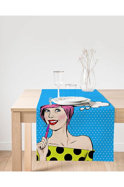 Realhomes Runner decorativ din piele intoarsa cu imprimare digitala cu design special