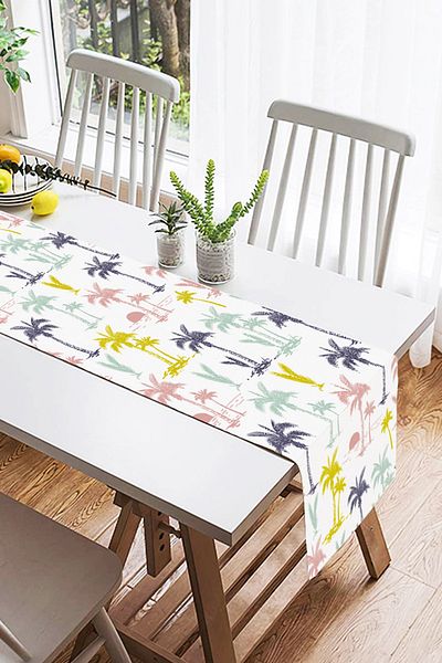 Realhomes Κίτρινο Navy Blue με θέμα το ηλιοβασίλεμα Μοντέρνο ψηφιακό τυπωμένο Suede Runner