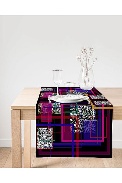 Realhomes Runner modern din piele intoarsa cu imprimare digitala cu design special