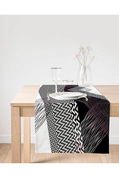 Realhomes Runner modern din piele intoarsa cu imprimare digitala cu design special