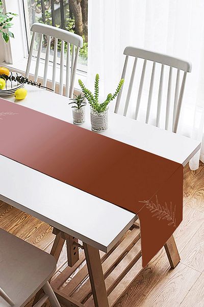 Realhomes Ψηφιακή τυπωμένη ειδική σχεδίαση Suede Runner με μοτίβο φύλλων σε πολύχρωμο φόντο
