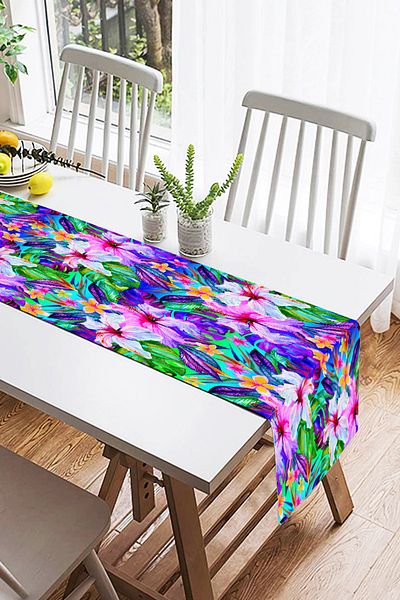 Realhomes Alerg modern din piele intoarsa cu flori colorate cu fundal albastru