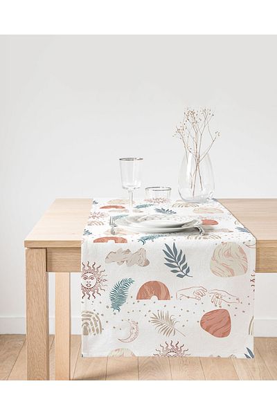 Realhomes Ψηφιακή τυπωμένη ειδική σχεδίαση Suede Runner με θέμα τον ουρανό με σχέδιο Onedraw σε λευκό φόντο