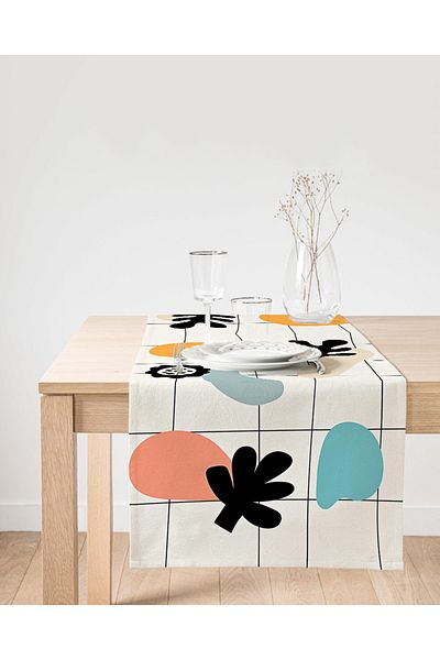 Realhomes Ψηφιακό τυπωμένο ειδικό σχέδιο Suede Runner με έγχρωμο σκηνικό Onedraw Cartoon Leaf Motif