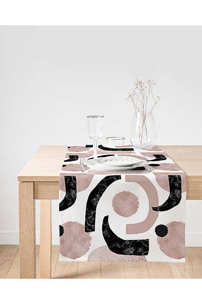 Realhomes Suede Runner με αφηρημένα γεωμετρικά μοτίβα σχεδίασης σε λευκό φόντο