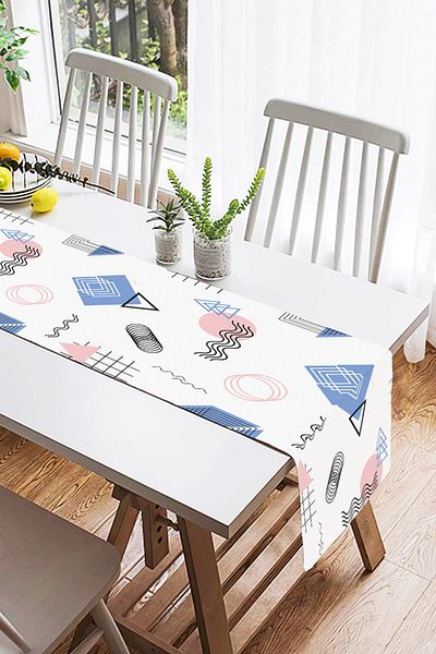 Realhomes Alergăr din piele intoarsa imprimat digital cu forme geometrice colorate