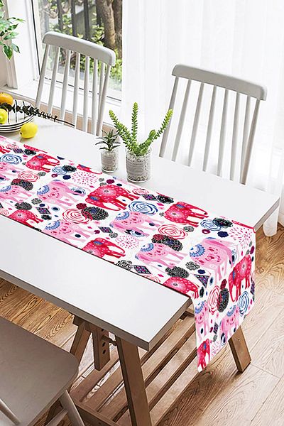 Realhomes Ethnic Elephants Special Designed Digital Printed Suede Runner
