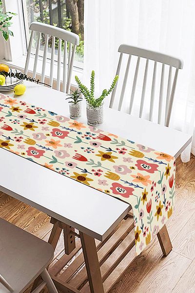 Realhomes Ψηφιακή τυπωμένη ειδική σχεδίαση Suede Runner με μοτίβο λουλουδιών σε παστέλ φόντο