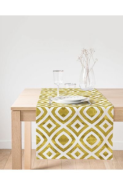 Realhomes Μοντέρνος Ειδικός Σχεδιασμός Suede Runner με χρυσή λεπτομέρεια γεωμετρικού σχήματος