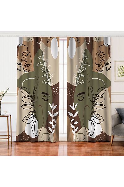 Realhomes Double Wing Bohemian Special Design Digital Printed Background Curtain