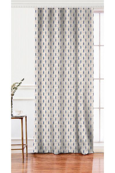 Realhomes Perdeau de fundal imprimat digital cu motiv de pin pe fundal din denim cu o singură aripă