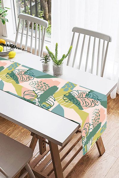 Realhomes Ψηφιακό τυπωμένο ειδικό σχέδιο Suede Runner με απαλό πολύχρωμο σκηνικό Onedraw Cartoon Leaf Motif