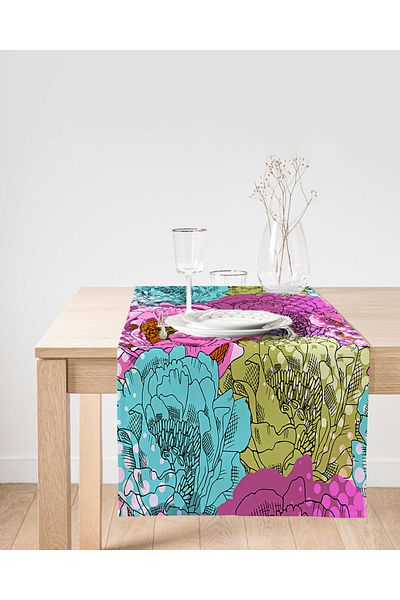 Realhomes Alergăr modern din piele intoarsa cu design special multicolor