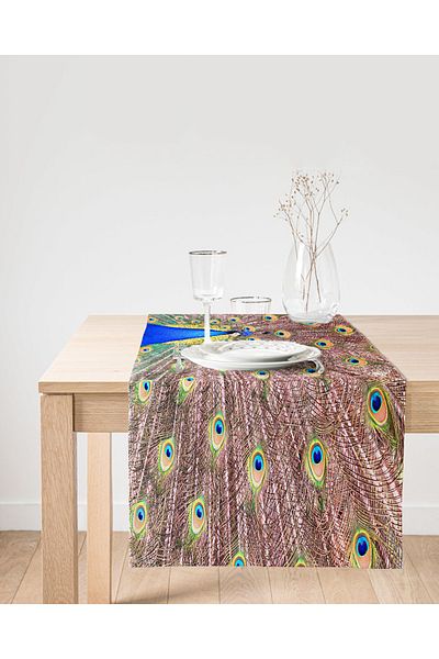 Realhomes Moder Peacock Motif Special Design Suede Runner