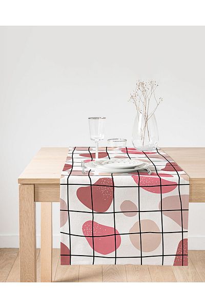 Realhomes Τετράγωνες γραμμές με πολύχρωμο σκηνικό Bohemian Digital Printed Special Design Suede Runner