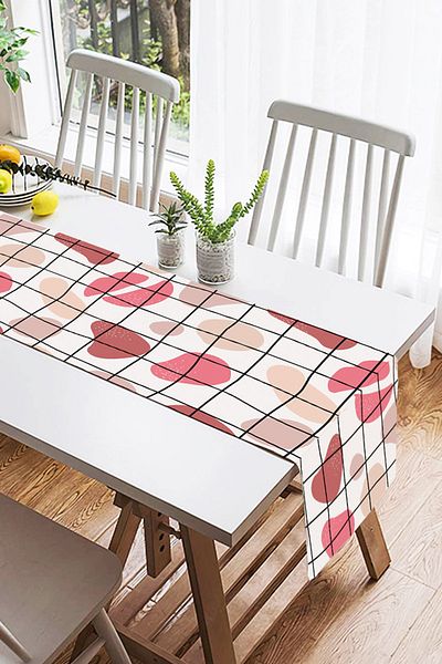 Realhomes Τετράγωνες γραμμές με πολύχρωμο σκηνικό Bohemian Digital Printed Special Design Suede Runner