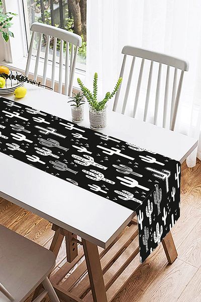 Realhomes Alb-negru cu imprimeu cactus decorativ design special din piele intoarsa