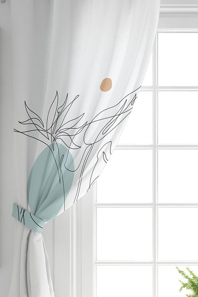 Realhomes Desen cu aripi duble pe fundal alb Cortina de fundal imprimată digital cu design floral