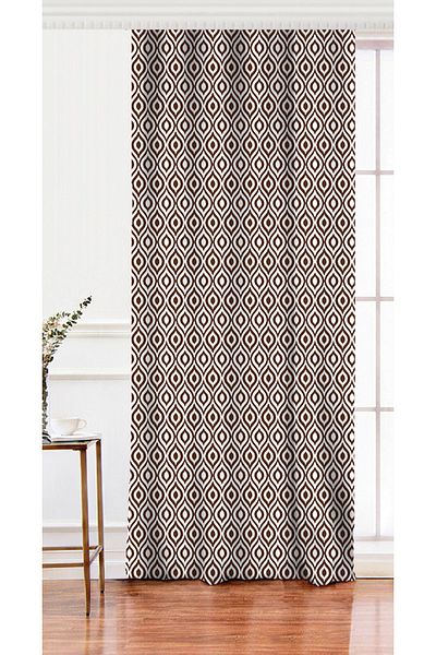 Realhomes Single Wing Special Design Brown Ikat Patterned Digital Printed Background Curtain