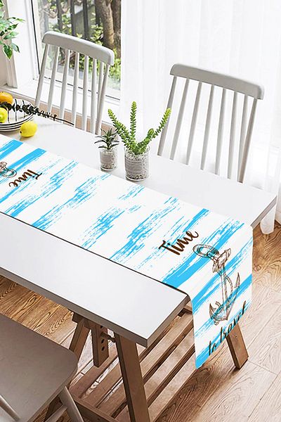 Realhomes Time To Travel Sailor Patterned Modern Suede Runner