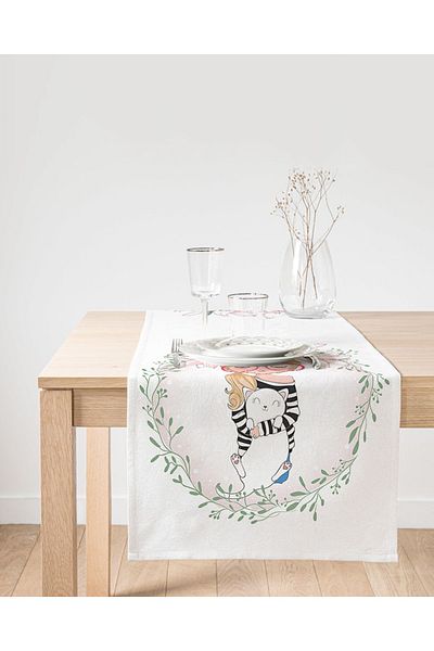 Realhomes White Fashion Girl Digital Printed Modern Suede Runner