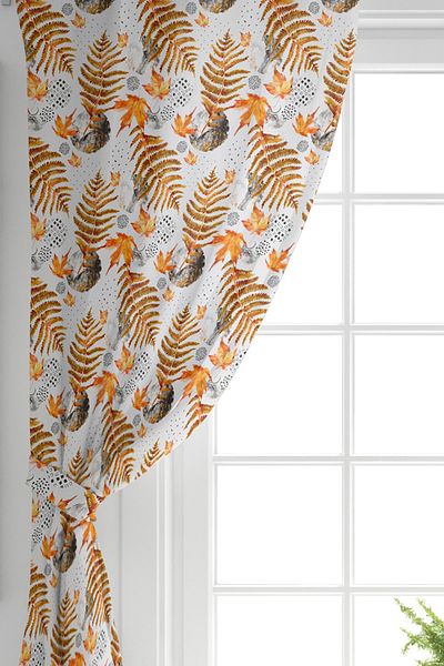 Realhomes Single Wing Marble Floor Soft Leaf Digital Printed Digital Printed Background Curtain
