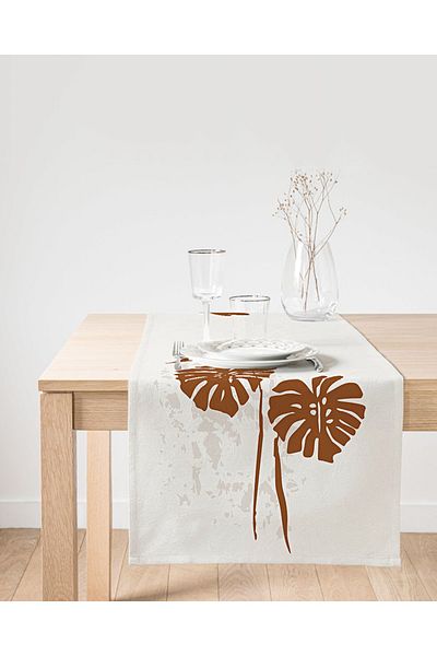 Realhomes Suede Runner με μοτίβο φύλλων φοίνικα σε γκρι φόντο