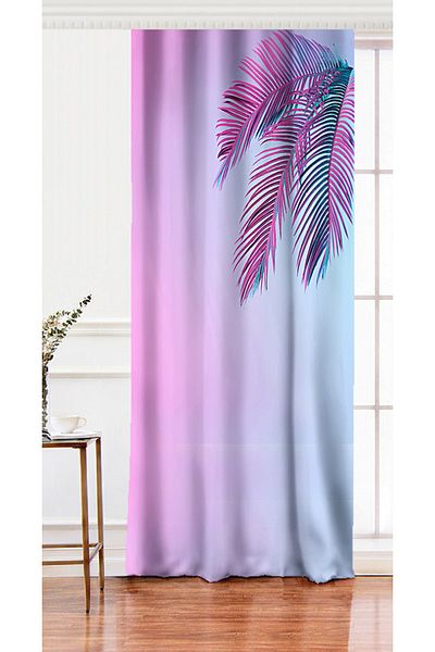 Realhomes Fundal albastru praf cu o singură aripă Frunze tropicale Design special Cortina de fundal imprimată digitală modernă