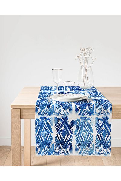 Realhomes Alergăr modern din piele de căprioară, cu model geometric, imprimat digital