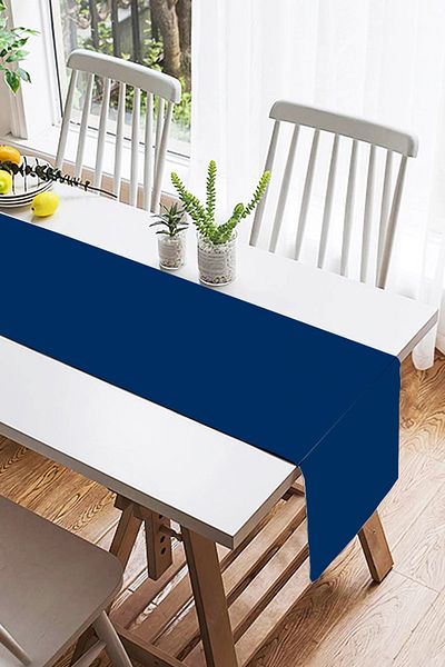 Realhomes Runner din piele intoarsa de culoare solida Saks Blue