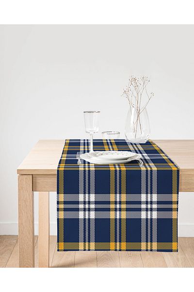 Realhomes Σκούρο Μπλε και Κίτρινο Μοντέρνο Σχέδιο Suede Runner