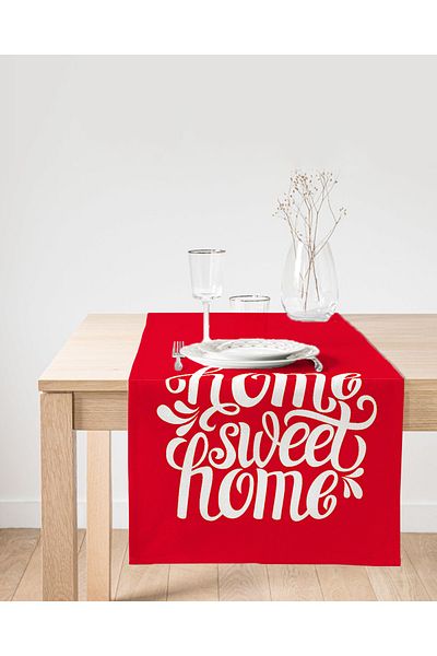 Realhomes Alergăr decorativ din piele de căprioară, imprimat digital Home Sweet Home