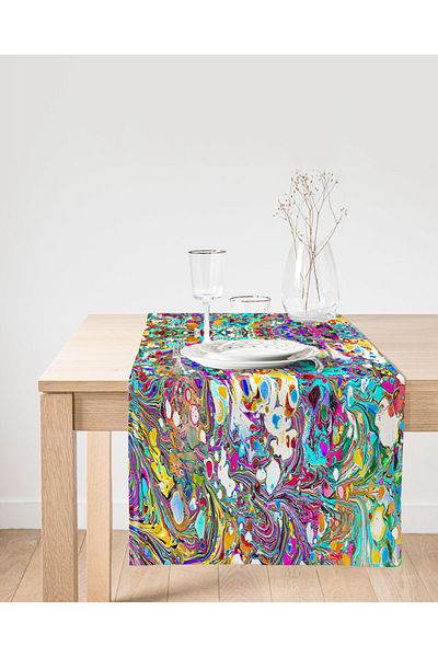 Realhomes Κρεμ Χρώμα Special Design Digital Printed Suede Runner
