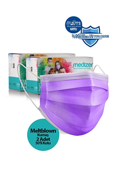 Medizer Meltblown Lila Cerrahi Maske 100 Adet - Burun Telli