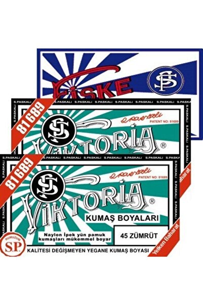 Viktoria Zümrüt 2 Paket + Fiske Sabitleme 1 Paket Kumaş Boyası