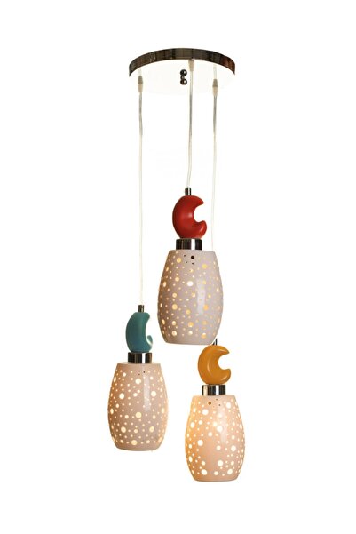 SARPER AVİZE Sarper Metal Kaplama Porselen Detaylı Sarkıt Avize