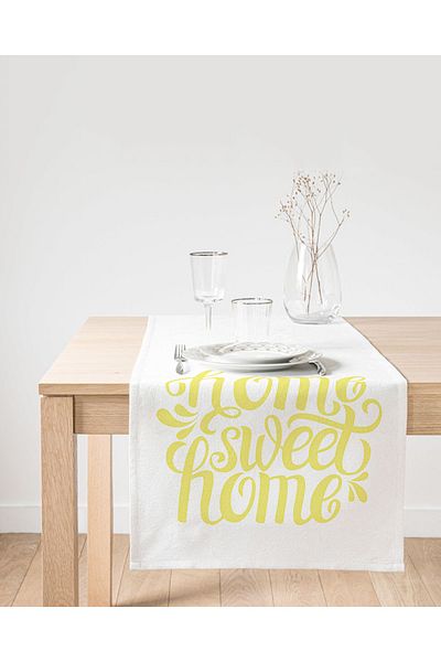 Realhomes Yellow Home Sweet Home Διακοσμητικό Suede Runner