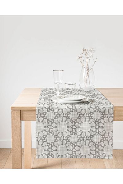 Realhomes Alergăr decorativ modern din piele intoarsa cu model de denim gri cu motiv soare